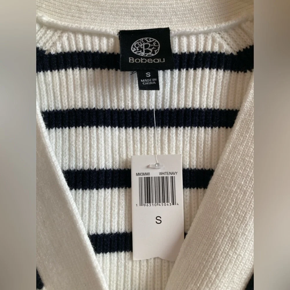 Bobeau Warm White Striped Cardigan — SEE COLOR NOTES - Picture 2 of 9